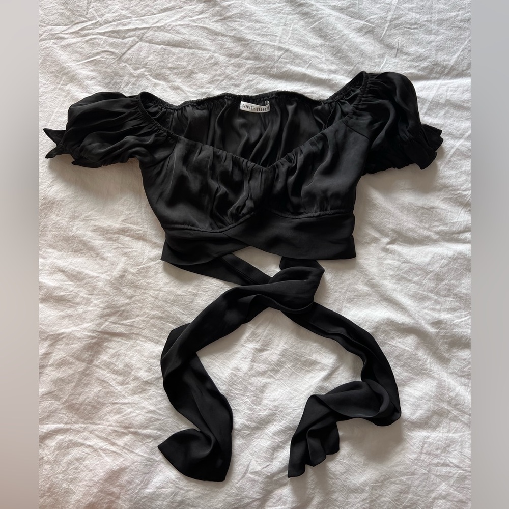 Saints & Secrets Black Wrap Top